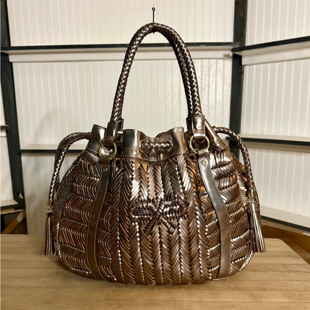 Anya Hindmarch Genuine Metallic Leather Shoulder Bag